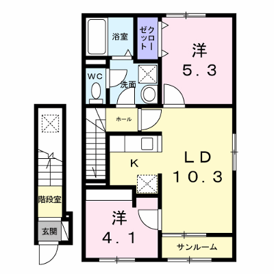 クレール亀山 204【管理NO：1-028846001-02040】 ★家具家電は申し込み後に搬入します★ ★2027年02月中旬入居可能★の物件画像