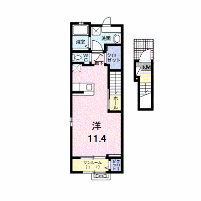 ルタン・ラシック　ｓｕｗａ 205【管理NO：1-025549601-02040】 ★家具家電は申し込み後に搬入します★ ★2026年11月上旬入居可能★の物件画像