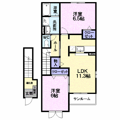パストラール 203【管理NO：1-014449501-02030】 ★家具家電は申し込み後に搬入します★ ★2026年11月上旬入居可能★の物件画像