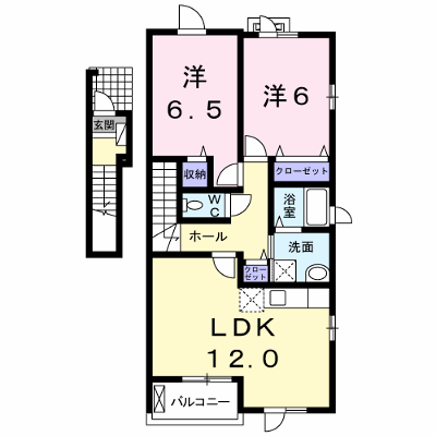 ＳＵＮＲＩＳＥ四十田Ａ 201【管理NO：1-016350801-02010】 ★家具家電は申し込み後に搬入します★ ★2026年11月中旬入居可能★の物件画像