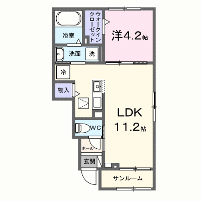 サンシャインネオＢ 104【管理NO：1-028535502-01040】 ★家具家電は申し込み後に搬入します★ ★2027年01月下旬入居可能★の物件画像