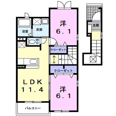 プラシードⅡ 201【管理NO：1-016344401-02010】 ★家具家電は申し込み後に搬入します★の物件画像