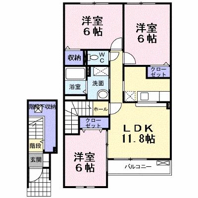 プリムラ 202【管理NO：1-014565801-02020】 ★家具家電は申し込み後に搬入します★ ★2026年11月上旬入居可能★の物件画像