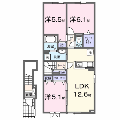 クランツ 203【管理NO：1-027495901-02030】 ★家具家電は申し込み後に搬入します★ ★2026年11月中旬入居可能★の物件画像