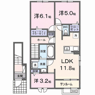 エトリエⅠ 205【管理NO：1-028583901-02050】 ★家具家電は申し込み後に搬入します★ ★2027年03月下旬入居可能★の物件画像
