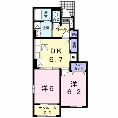 グランパール延方Ⅱ 103【管理NO：1-019034302-01030】 ★家具家電は申し込み後に搬入します★ ★2026年11月中旬入居可能★の物件画像