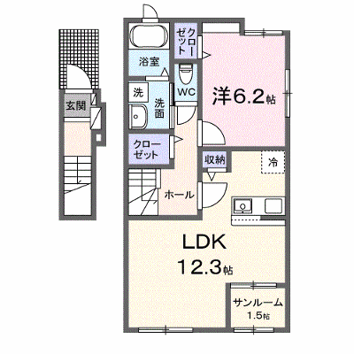 ラルゴミヤＢ 201【管理NO：1-028615602-02010】 ★家具家電は申し込み後に搬入します★ ★2027年04月上旬入居可能★の物件画像