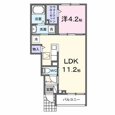フレーシュＫ 105【管理NO：1-028563801-01050】 ★家具家電は申し込み後に搬入します★ ★2027年02月上旬入居可能★の物件画像