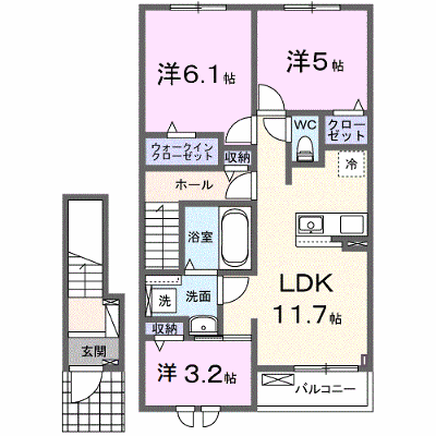 エスポワール 203【管理NO：1-028367401-02030】 ★家具家電は申し込み後に搬入します★ ★2027年02月上旬入居可能★の物件画像