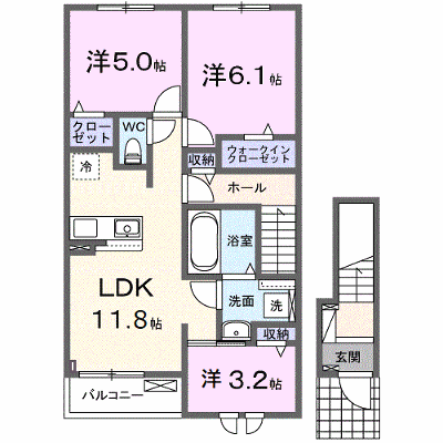 エスポワール 202【管理NO：1-028367401-02020】 ★家具家電は申し込み後に搬入します★ ★2027年02月上旬入居可能★の物件画像