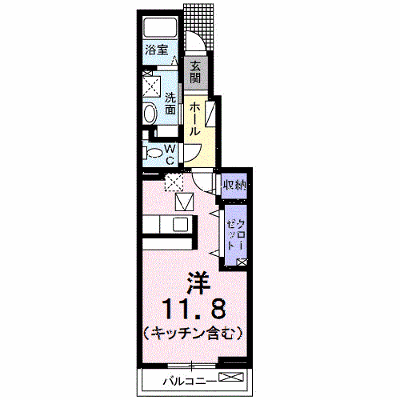 ヴァンクレーヴⅧ・Ⅱ 102【管理NO：1-024744901-01020】 ★家具家電は申し込み後に搬入します★ ★2026年11月下旬入居可能★の物件画像