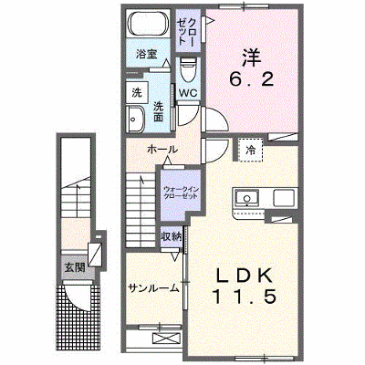 ダッシュ　コートⅡ 203【管理NO：1-025903701-02030】 ★家具家電は申し込み後に搬入します★ ★2026年11月中旬入居可能★の物件画像