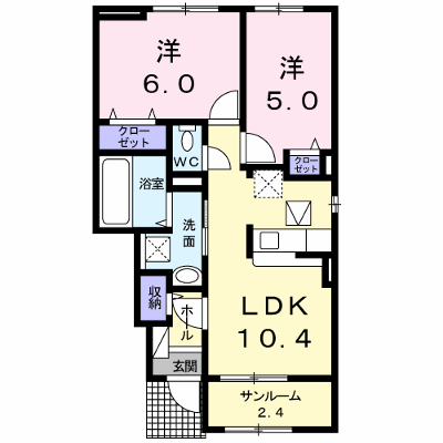 フルール　Ａ 102【管理NO：1-023776301-01020】 ★家具家電は申し込み後に搬入します★ ★2026年12月上旬入居可能★の物件画像