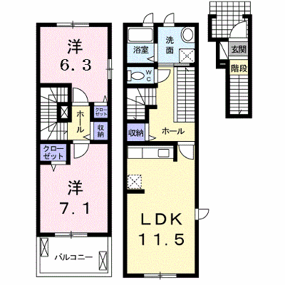 サングレイスＢ 201【管理NO：1-016787101-02010】 ★家具家電は申し込み後に搬入します★ ★2026年10月中旬入居可能★の物件画像