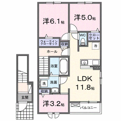 ゾーナ・ヴェルデⅠ番館 207【管理NO：1-028449601-02060】 ★家具家電は申し込み後に搬入します★ ★2027年03月下旬入居可能★の物件画像