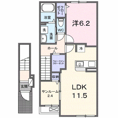 Ｋ’ｓジェルソＣ 202【管理NO：1-028716903-02020】 ★家具家電は申し込み後に搬入します★ ★2027年03月中旬入居可能★の物件画像