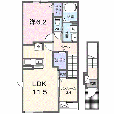 Ｋ’ｓジェルソＢ 201【管理NO：1-028716902-02010】 ★家具家電は申し込み後に搬入します★ ★2027年03月中旬入居可能★の物件画像
