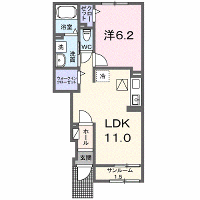 Ｋ’ｓジェルソＢ 102【管理NO：1-028716902-01020】 ★家具家電は申し込み後に搬入します★ ★2027年03月中旬入居可能★の物件画像