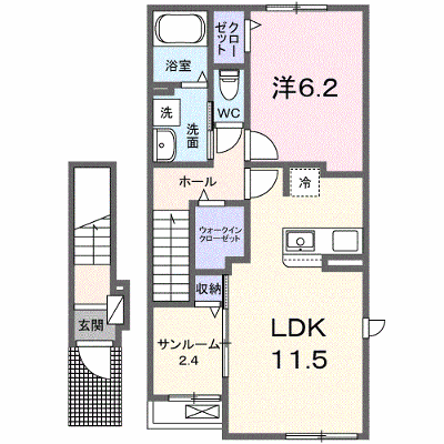 Ｋ’ｓジェルソＡ 203【管理NO：1-028716901-02030】 ★家具家電は申し込み後に搬入します★ ★2027年03月中旬入居可能★の物件画像