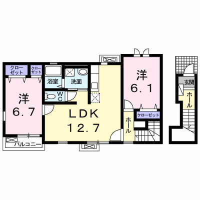 フィオーレ・ＲⅡ 201【管理NO：1-019891901-02010】 ★家具家電は申し込み後に搬入します★ ★2026年10月下旬入居可能★の物件画像