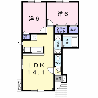 アルカンシエルⅡ 101【管理NO：1-018376401-01010】 ★家具家電は申し込み後に搬入します★ ★2026年12月中旬入居可能★の物件画像
