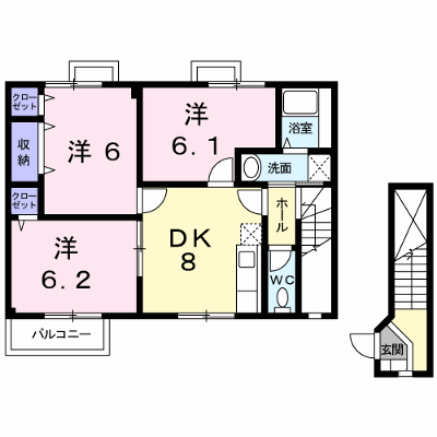 ラペーシュ２０００Ｂ 202【管理NO：1-009565802-02020】 ★家具家電は申し込み後に搬入します★ ★2026年12月下旬入居可能★の物件画像
