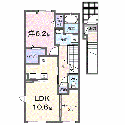 ユースハイム　Ⅵ 203【管理NO：1-027408601-02030】 ★家具家電は申し込み後に搬入します★の物件画像