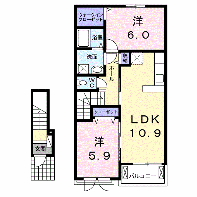 ポム・フルール 204【管理NO：1-023472201-02040】 ★家具家電は申し込み後に搬入します★ ★2026年12月中旬入居可能★の物件画像