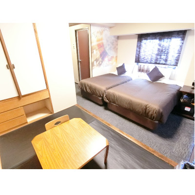 ≪ホテルタイプ≫グッドステイ京都駅前セントラル■『禁煙・和洋室・ツインルーム』【Wi-Fi無料♪シモンズベッド・駅5分・空気清浄機・５０型ＴＶ】の物件画像