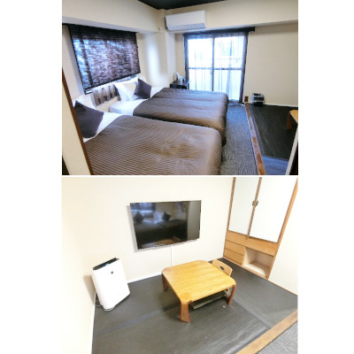 ≪ホテルタイプ≫グッドステイ京都駅前セントラル■『禁煙・和洋室・ツインルーム』【Wi-Fi無料♪シモンズベッド・駅5分・空気清浄機・５０型ＴＶ】の物件画像
