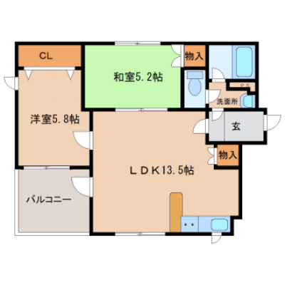 アパマートマンスリー富山市　東新庄駅　2LDK(401)の間取り図