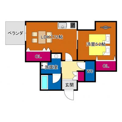 五条セフィーマンション１０１号　１ＤＫｔｙｐｅ　五条駅徒歩１分の間取り図