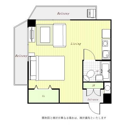 ユニオンマンスリー松戸２　801　1R・ダブル・くつろぎstyle☆角部屋の間取り図