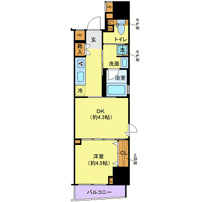 マンスリーリブマックス秋葉原・馬喰町クレイシア□『築浅・1DK30平米・Bタイプ』【Wi-Fi無制限・ローテーブル・ソファ】≪プレミアムシリーズ≫の間取り図