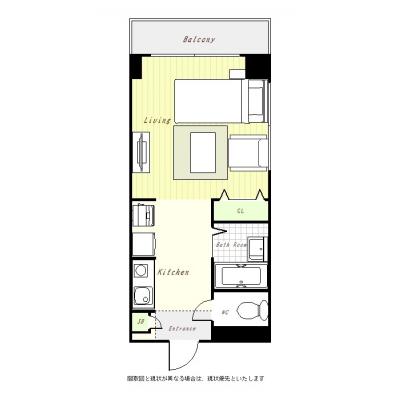 ユニオンマンスリー船橋６　201　1R・シングル・くつろぎstyle☆角部屋・二面採光で明るいお部屋。バストイレ別・オートロック付き。の間取り図