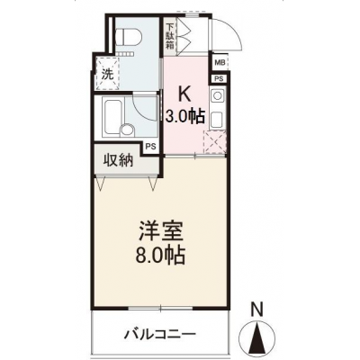 グローバルマンスリー瓦町駅東Ⅱ（Ａタイプ）【インターネット無料・バストイレ別・ことでん瓦町駅から徒歩10分。お問合せからご退去まで来店不要・対面不要でご対応可能！】の間取り図