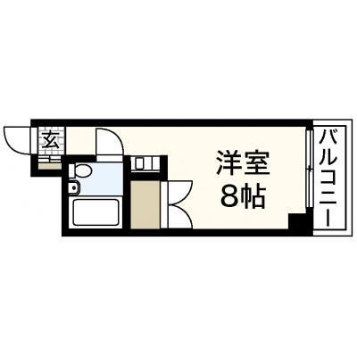 エールマンスリー十日市(2-1)　【★無料WI-FI標準装備（無制限）★、平和公園近く、角部屋、南向き、オートロック】の間取り図