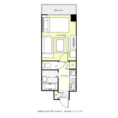 ユニオンマンスリー西葛西１　407　1K・セミダブル・くつろぎstyle☆室内洗濯機のお部屋♪オートロック＆エレベーター付の間取り図