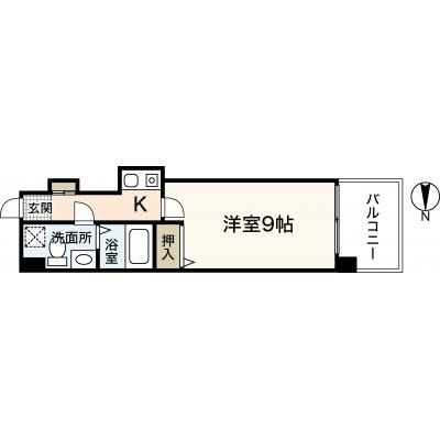エールマンスリー幟町　壱番館（7-3）　【★無料WI-FI標準装備（無制限）★28㎡、セミダブルＢ、３２型TV、ゴミ簡易分別毎日回収、宅配ＢＯＸ】の間取り図