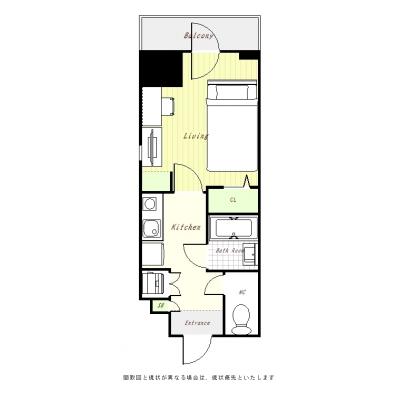 ユニオンマンスリー八王子４　401　1K・セミダブル☆人気の角部屋／2口ガスコンロありますの間取り図