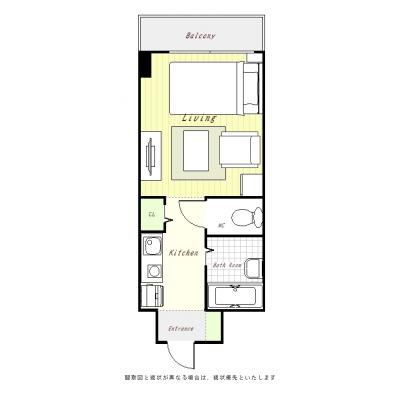 ユニオンマンスリー千葉みどり台１　305　1R・セミダブル・くつろぎstyle☆京成千葉線　みどり台駅　徒歩4分／近くにコンビニあります。バストイレ別、ローテーブル＆ソの間取り図