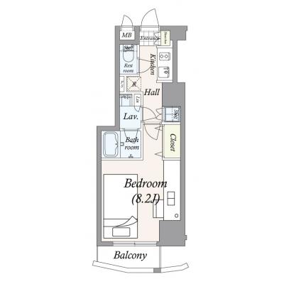【TM池袋MV/SP1】快適25㎡・駅徒歩4分・2016年築・BT別・独立洗面・Wi-Fi無制限無料・テレワークにも♪の間取り図