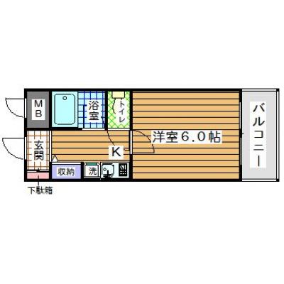 ◆パシオン神戸新長田１【新長田駅徒歩3分！ネット無料(Wi-Fi対応)！風呂・トイレ別！】の間取り図