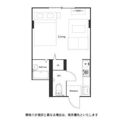 ユニオンマンスリー西船橋２　203　1R・ダブル・くつろぎstyle☆バス・トイレ別／コンビニ至近　浴室乾燥機ついてますの間取り図