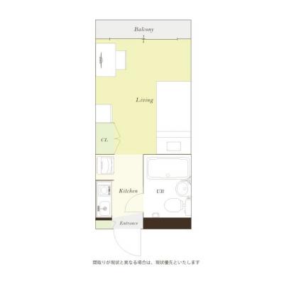 ユニオンマンスリー吉祥寺１　406　1R・シングル☆◆インターネット固定回線（有線）無料の部屋◆吉祥寺駅　徒歩10分/AL付の間取り図