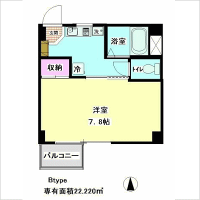 シティマンスリー・シティプラザ南品川　2Ｂタイプ　【禁煙ルーム】【wifi無料】の間取り図