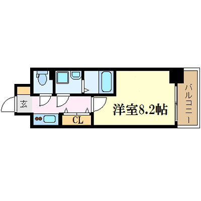グッドステイ京都御池二条城前■【ベーシック・セパレート・洗浄機能付き便座・独立洗面台】の間取り図
