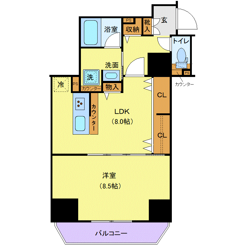 グッドステイ上野・新御徒町スカイガーデンⅢ▲『1LDK・44平米・築浅・Wi-Fi無制限・ローテーブル・ソファ』【エグゼクティブ】の間取り図