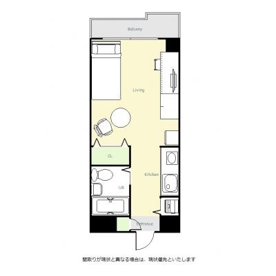 ユニオンマンスリー千葉本八幡１　203　1R・シングル☆◆インターネット固定回線(有線)無料の部屋◆デスク＆チェア付きでリモートワーク・テレワークにも最適♪安心のオートロック完備♪の間取り図