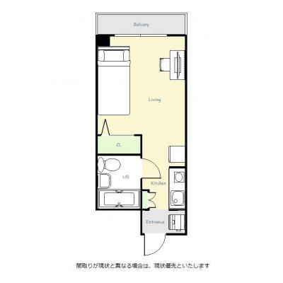 ユニオンマンスリー葛西レジデンス１　407　1R・シングル☆◆インターネット固定回線（有線・Wi-Fi）無料の部屋◆オートロック完備の間取り図